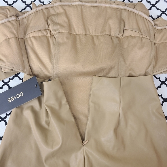 DO+BE Camel Faux Leather Mini Dress Size Medium - Picture 11 of 13